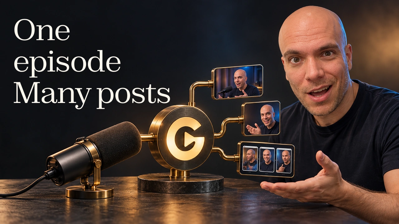 How to Turn One Podcast Into 30 Social Media Posts With AI cover